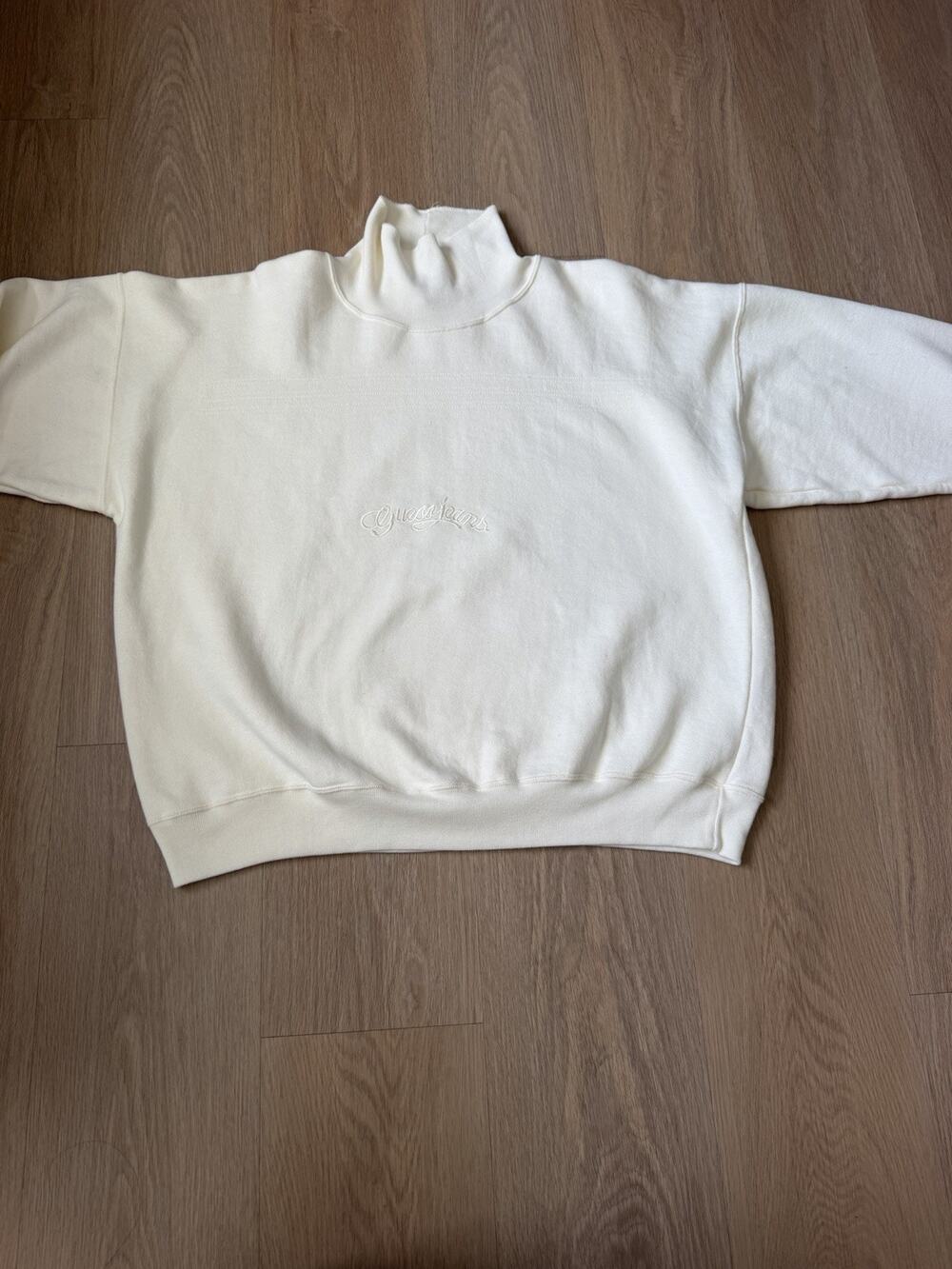 Vtg Guess Georges Marciano Sweatshirt Womens Medium Ivory Mockneck Pullover USA